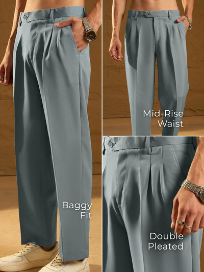 Steel Blue: Baggy Fit Korean Trouser