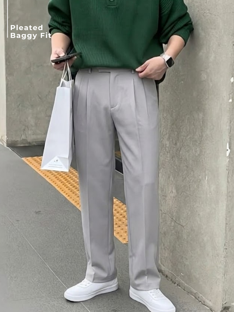 Korean Baggy Fit Double Pleated Trouser