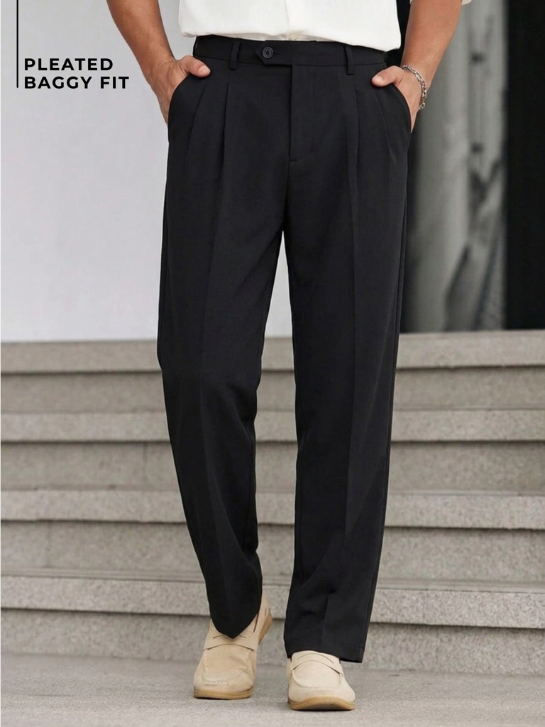 Dennison Korean Double Pleated Baggy Trouser - Image 1