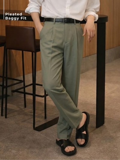 Textured Korean Baggy Fit Trouser