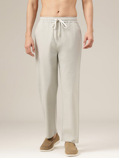 Light Grey Linen Casual Trouser