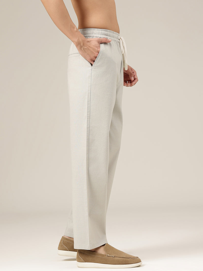 Light Grey Linen Casual Trouser