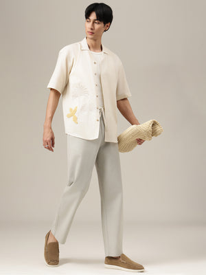 Light Grey Linen Casual Trouser