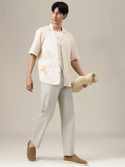 Light Grey Linen Casual Trouser