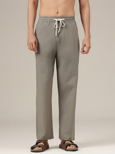 Grey Linen Casual Trouser