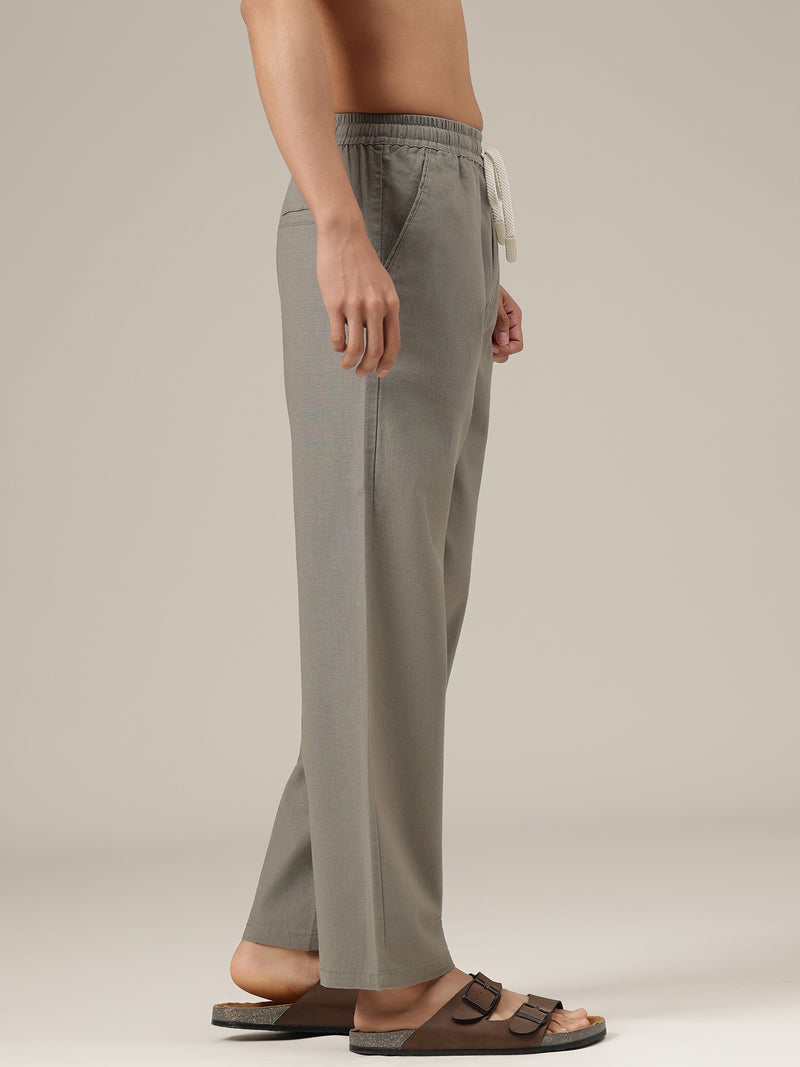 Grey Linen Casual Trouser