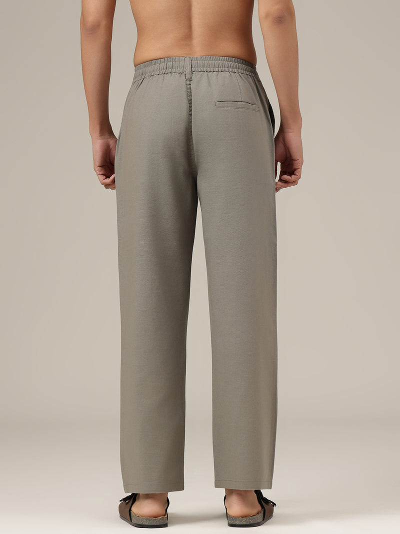 Grey Linen Casual Trouser