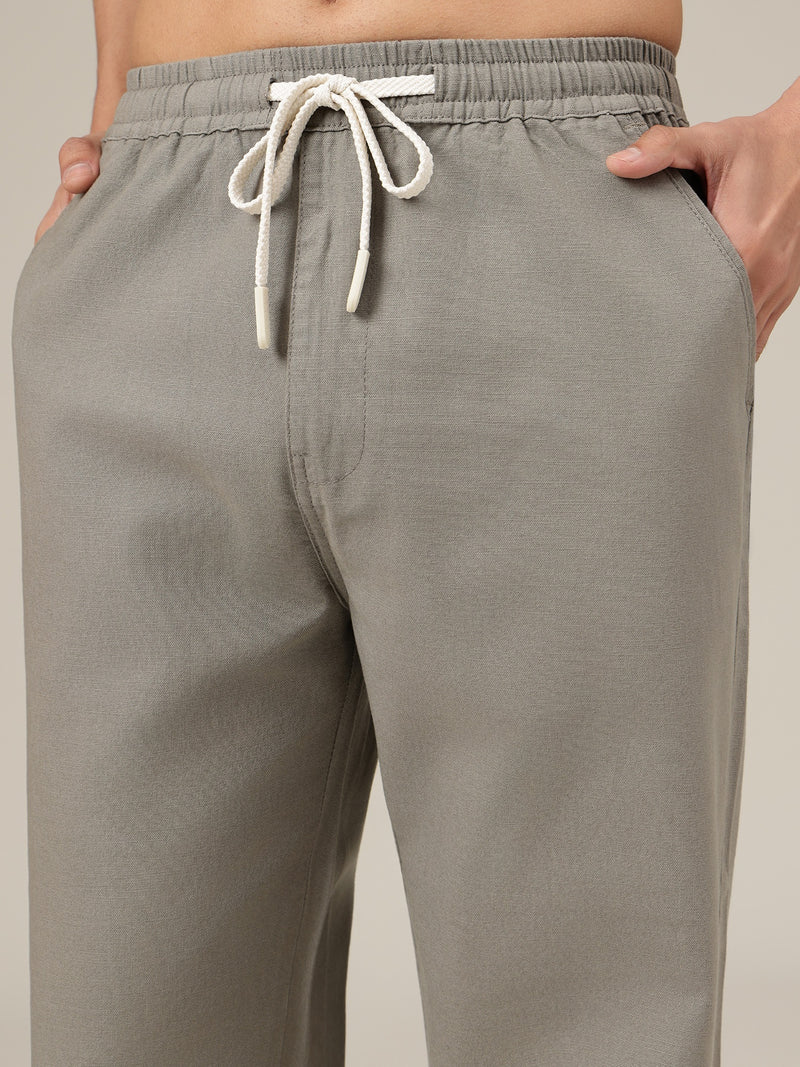 Grey Linen Casual Trouser