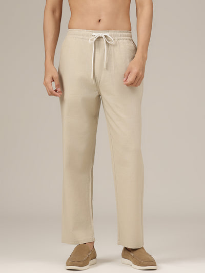 Nude Linen Casual Trouser