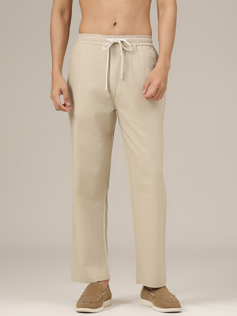 Nude Linen Casual Trouser
