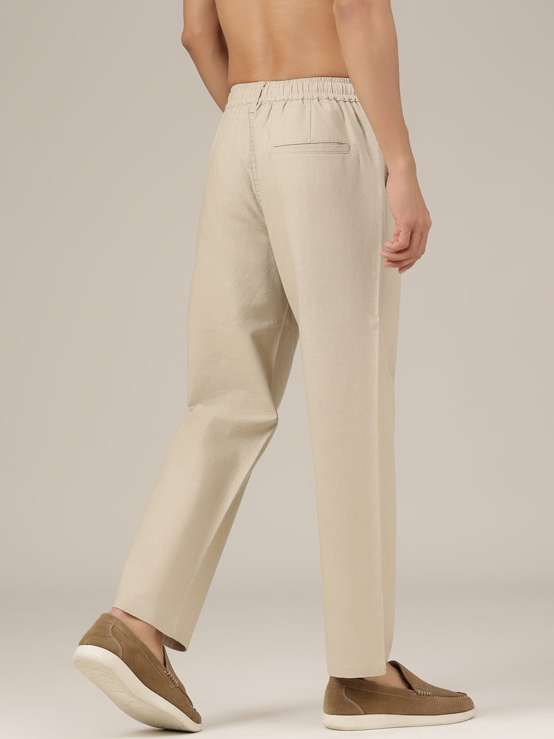 Nude Linen Casual Trouser