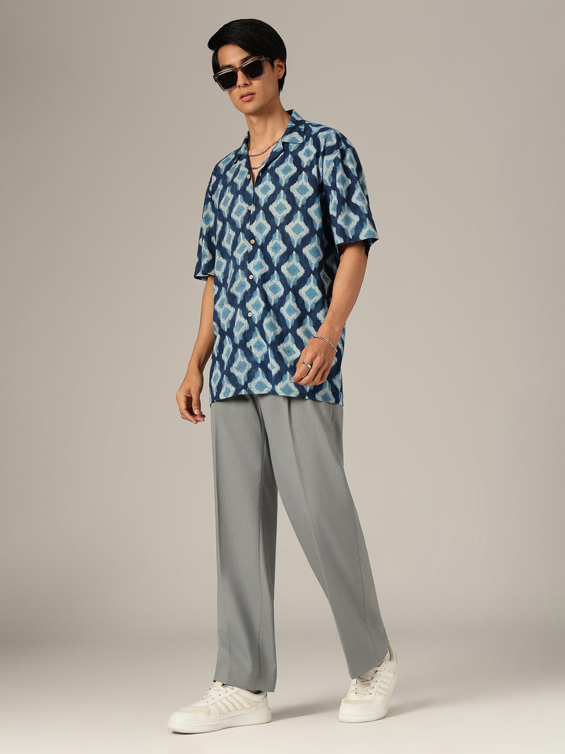 Grey: Striped Baggy Fit Korean Trouser