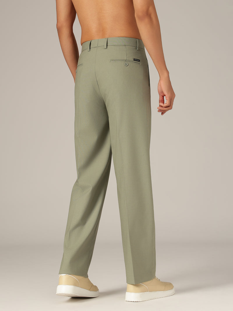 Green: Striped Baggy Fit Korean Trouser