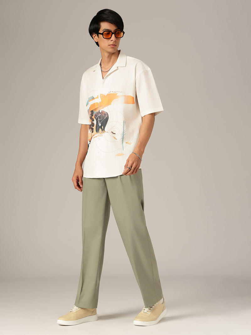 Green: Striped Baggy Fit Korean Trouser