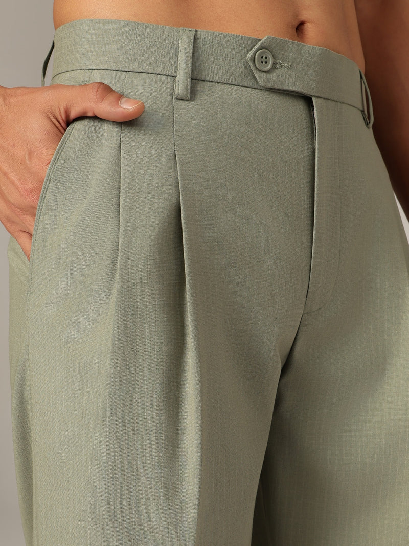 Green: Striped Baggy Fit Korean Trouser