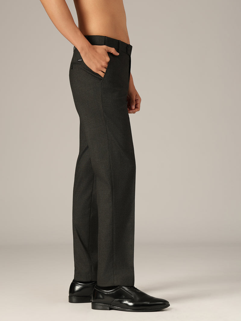 Charcoal Grey: Checkered Flexi Waist Baggy Fit Korean Trouser