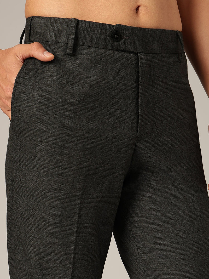 Charcoal Grey: Checkered Flexi Waist Baggy Fit Korean Trouser