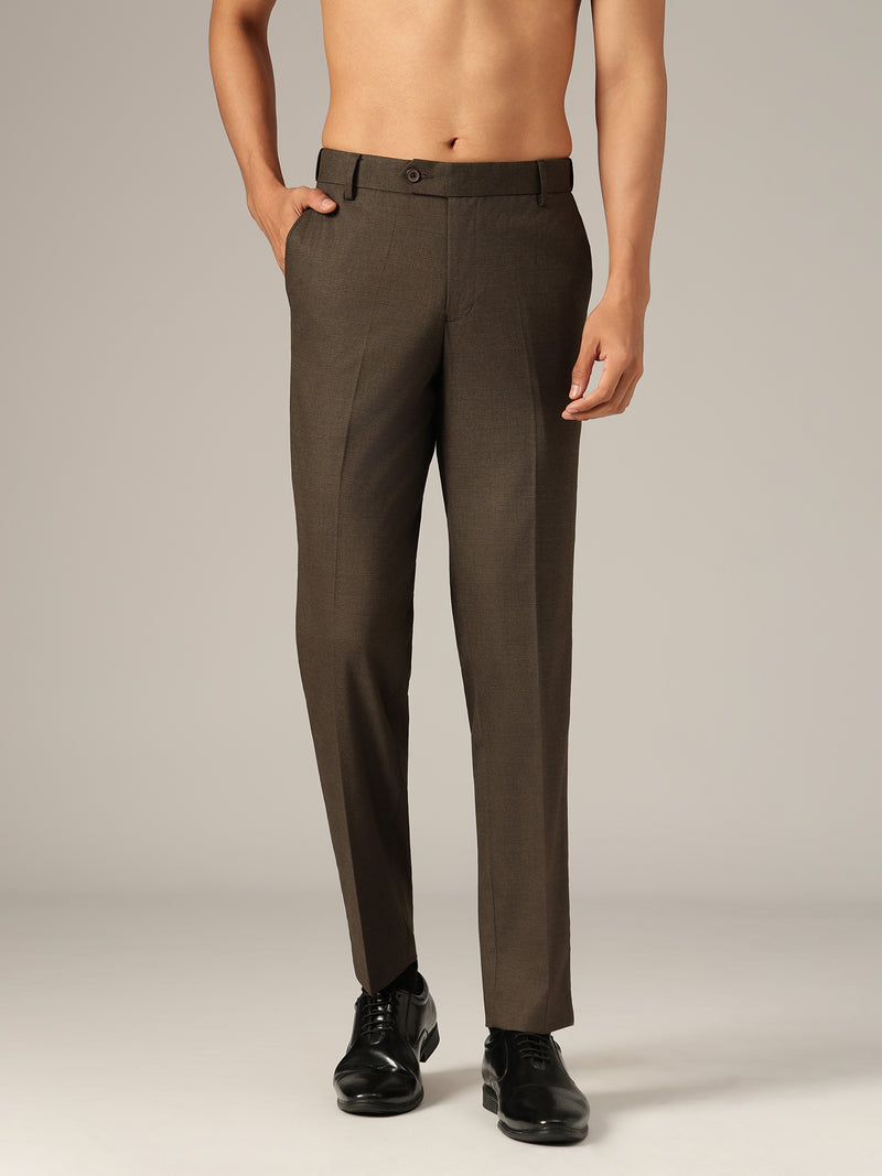 Brown: Checkered Flexi Waist Baggy Fit Korean Trouser