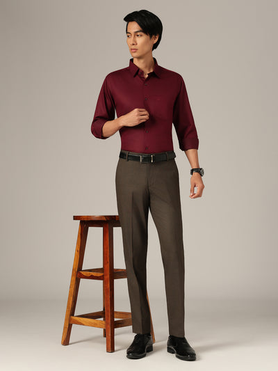 Brown baggy Korean pant front view by Dennison