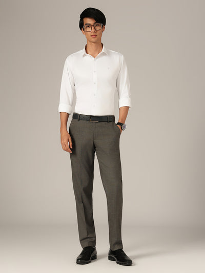 Grey Dennison checkered Korean trouser with flexi waist and polyester fabric