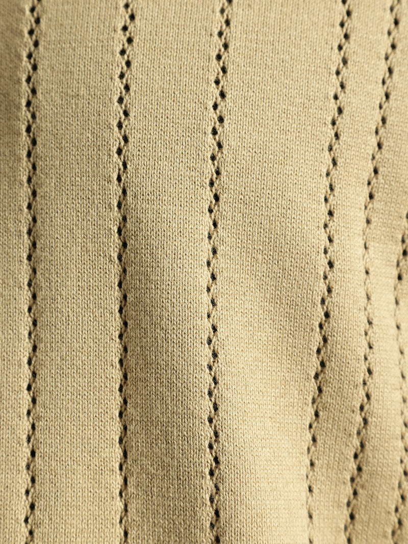 Beige: Relaxed Semi Sheer Polo T-Shirt