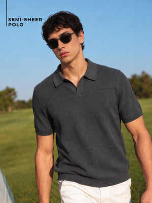 Relaxed Semi Sheer Polo T-Shirt