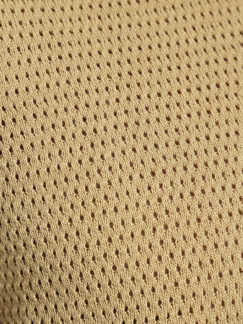 Light Brown: Relaxed Semi Sheer Polo T-Shirt