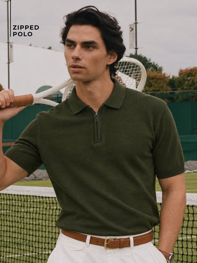 Zipped Polo T-Shirt
