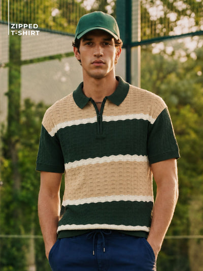 Relaxed Zipped Polo T-Shirt