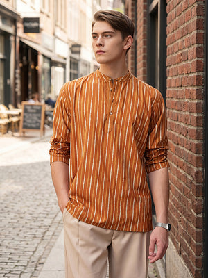 Retro Striped Cotton Kurta