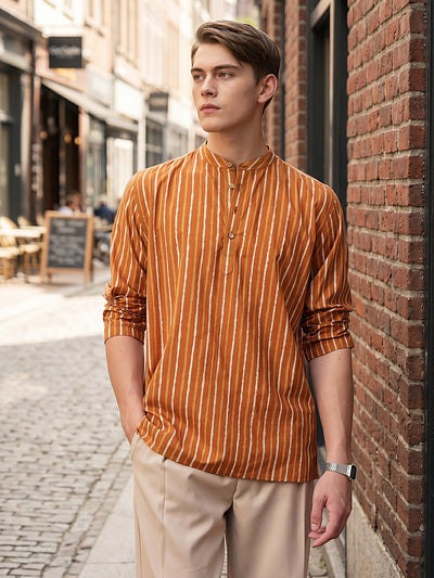 Retro Striped Cotton Kurta