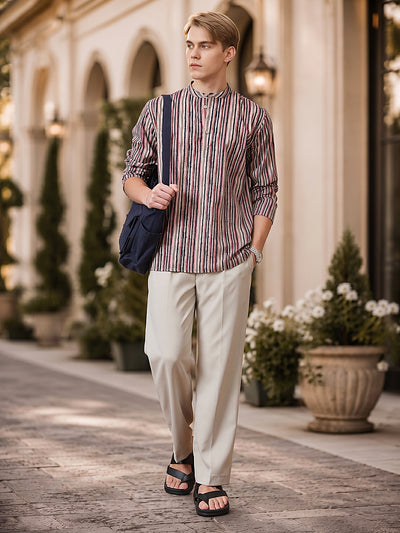 Earthy Striped Cotton Kurta