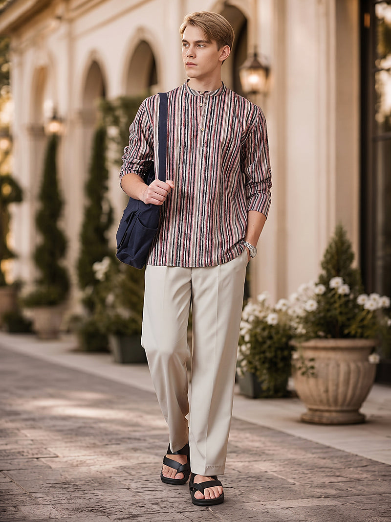 Earthy Striped Cotton Kurta