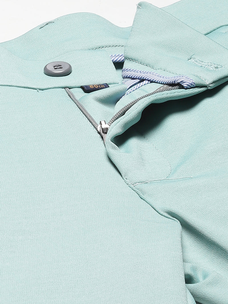 DENNISON Men Sea Green Smart Tapered Fit Wrinkle Free Trousers