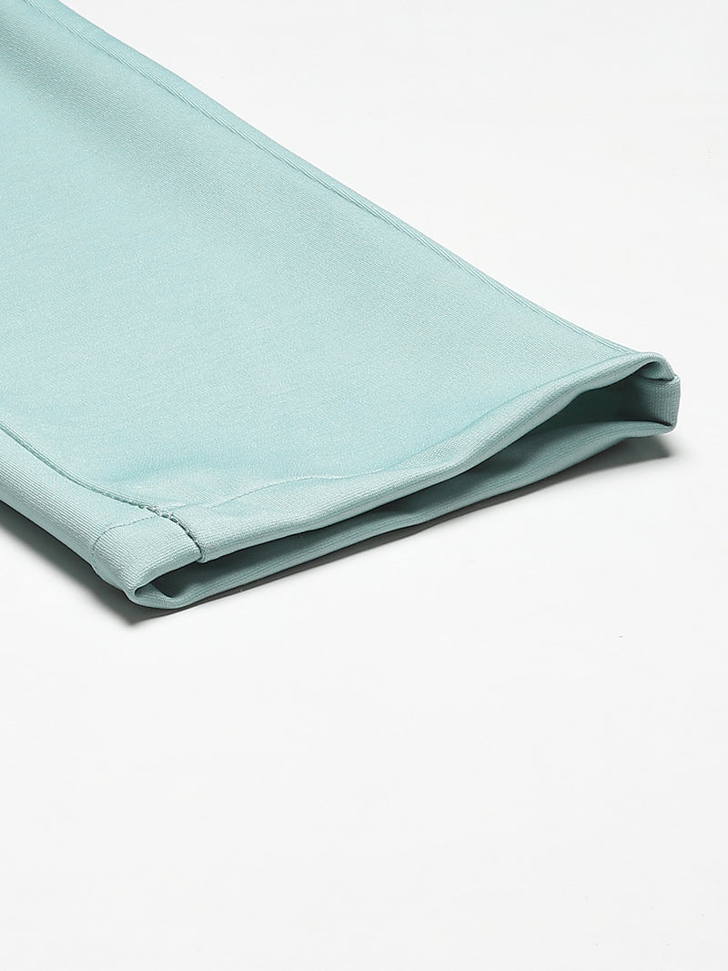 DENNISON Men Sea Green Smart Tapered Fit Wrinkle Free Trousers
