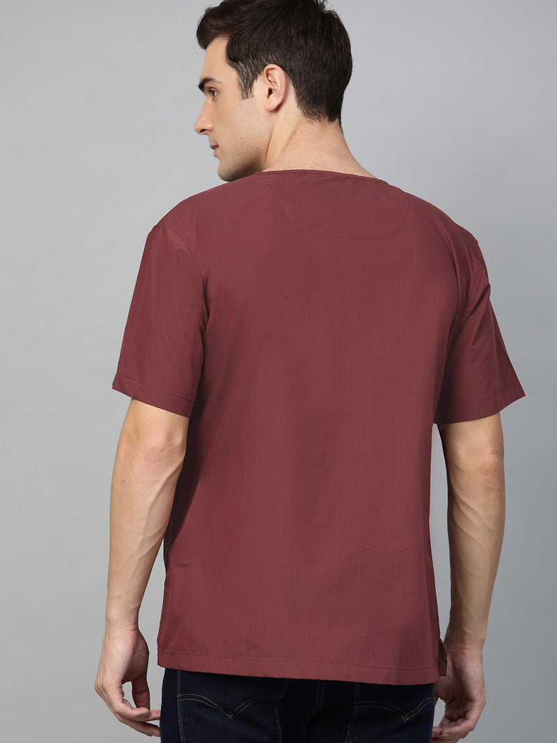 Maroon: Comfort Fit Short Kurta
