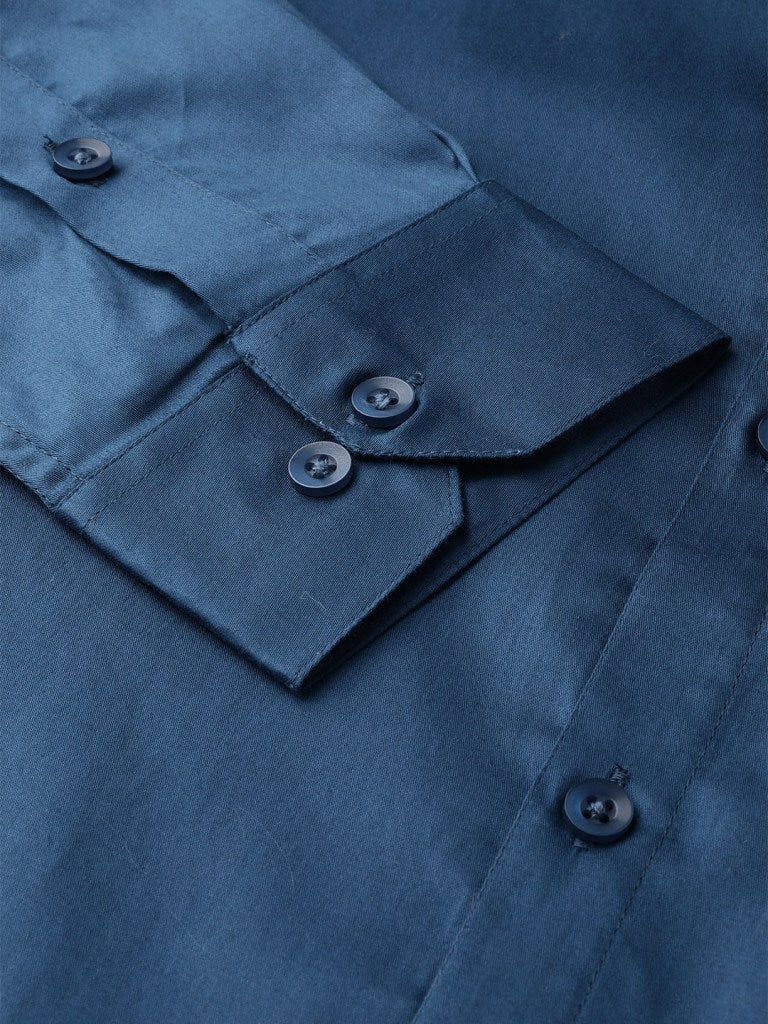 DENNISON Men Blue Comfort Regular Fit Solid Formal Shirt