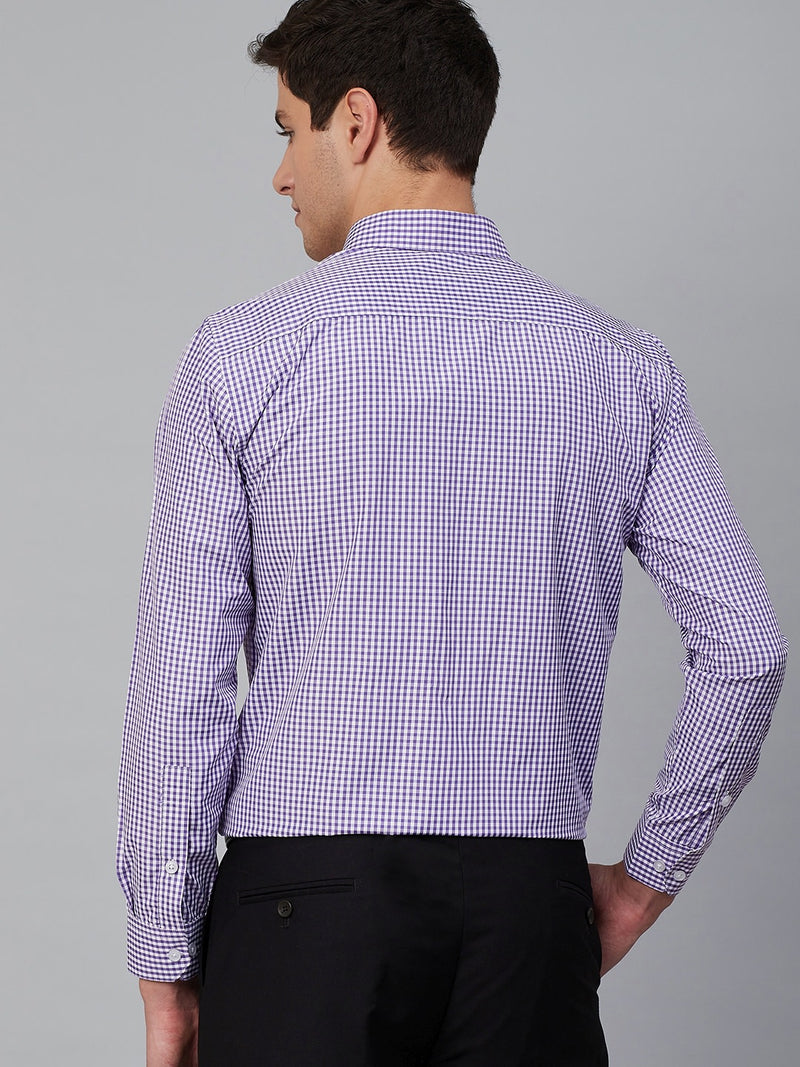 WHITE & PURPLE: Micro Checkered Formal Shirt