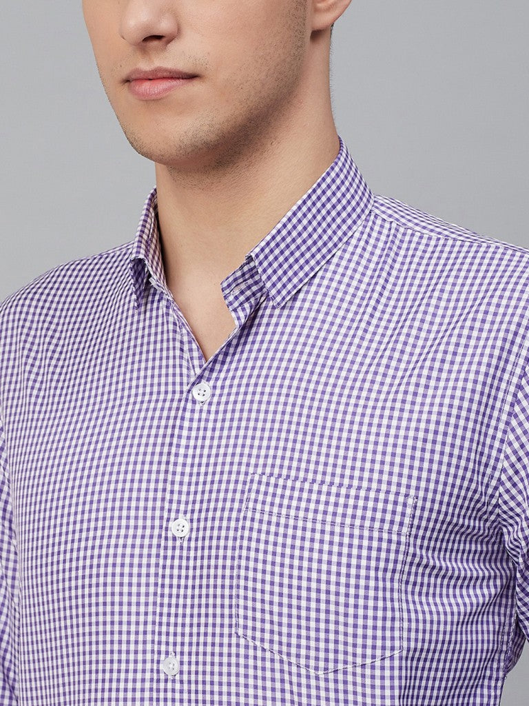 WHITE & PURPLE: Micro Checkered Formal Shirt