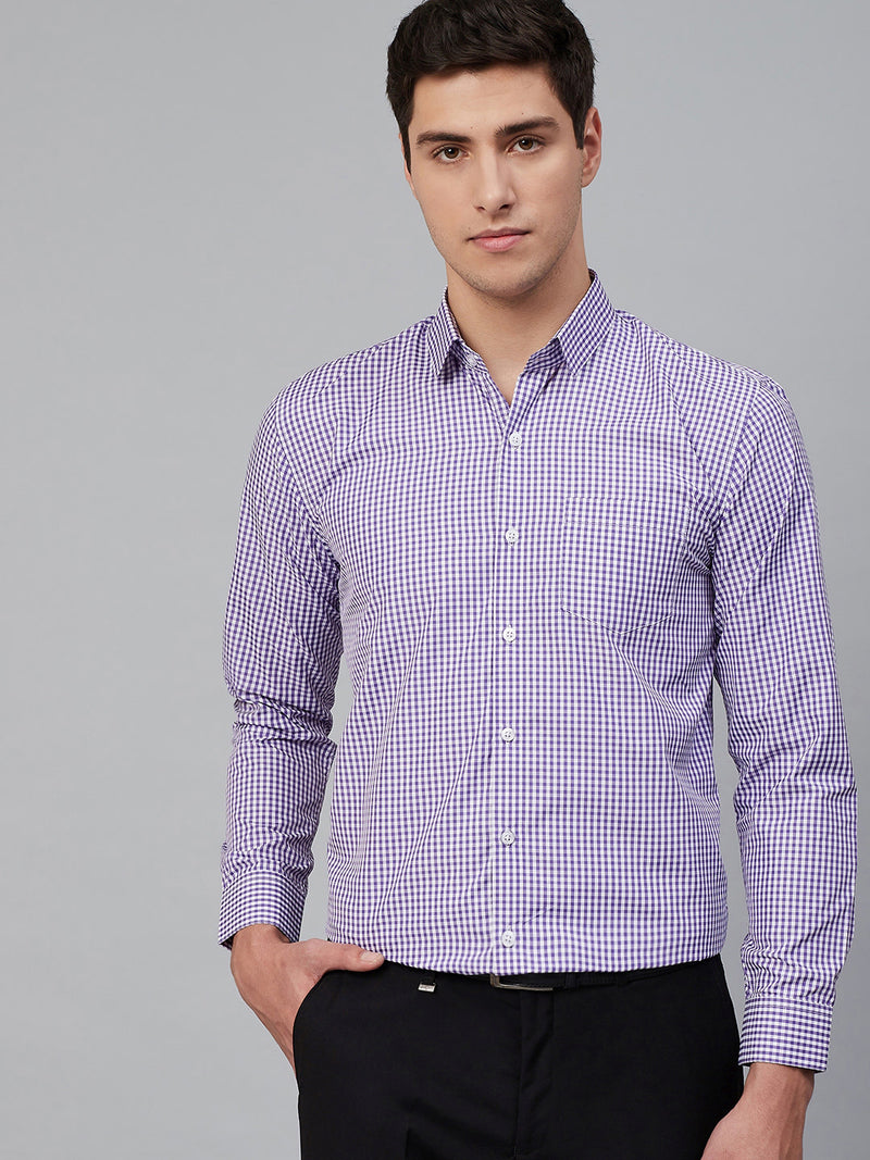 WHITE & PURPLE: Micro Checkered Formal Shirt