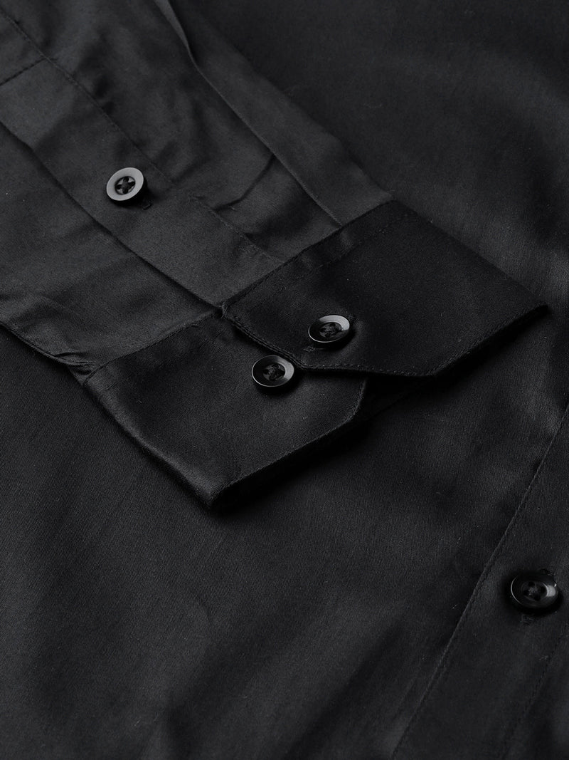 Black: Comfort Regular Fit Solid Formal Shirt