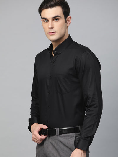 Black: Comfort Regular Fit Solid Formal Shirt