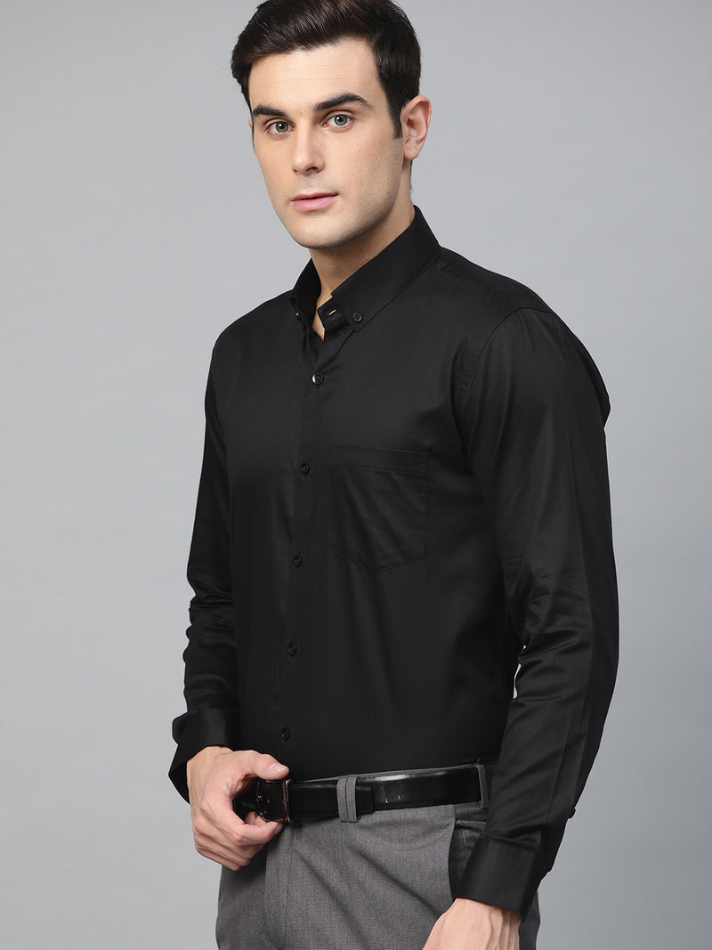 Black: Comfort Regular Fit Solid Formal Shirt