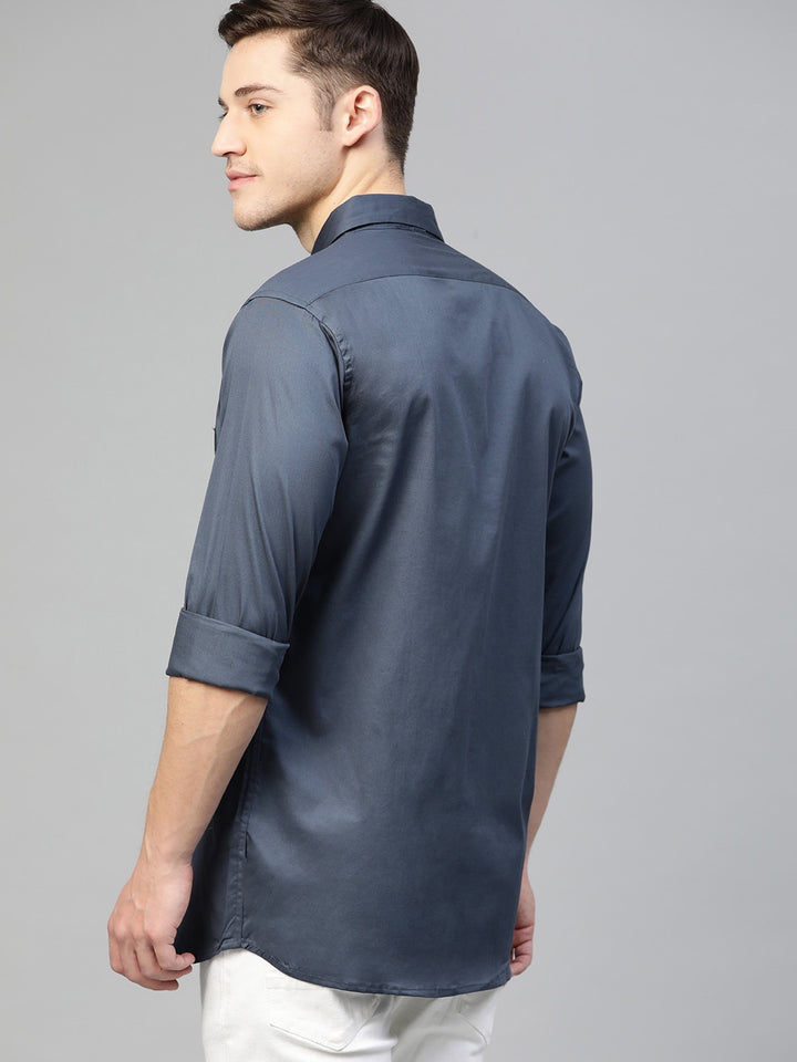 Men Charcoal Grey Water & Stain Repellent Shirt