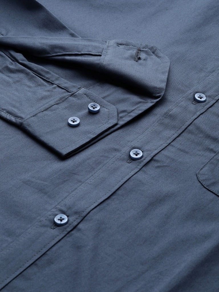 Men Charcoal Grey Water & Stain Repellent Shirt