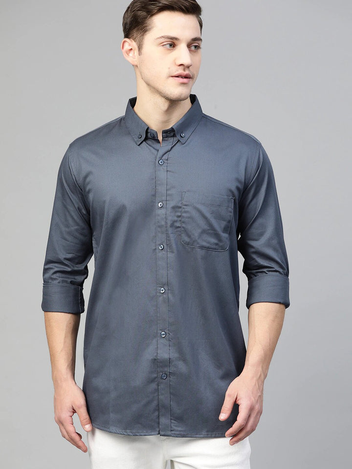 Men Charcoal Grey Water & Stain Repellent Shirt