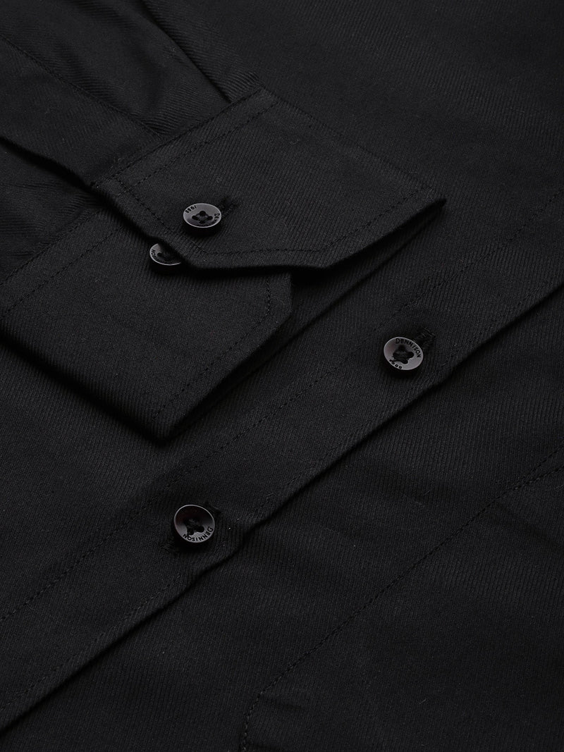 Black: twill weave solid formal shirt