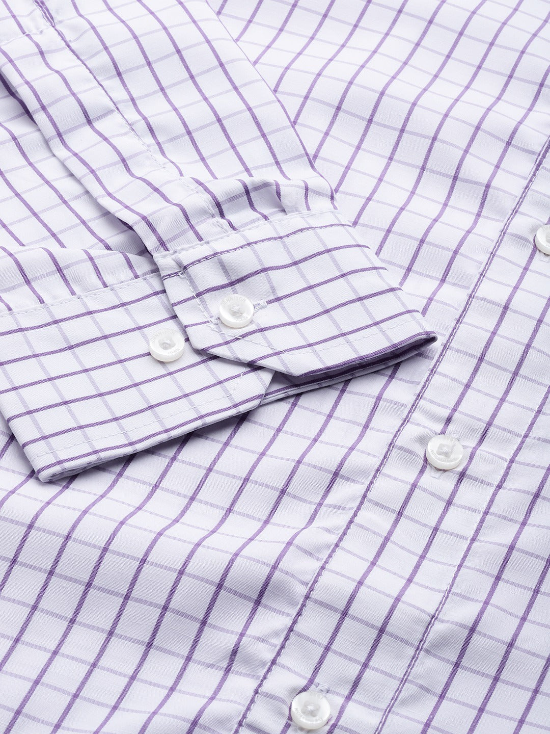 White & Purple: Grid Tattersall Checks Shirt