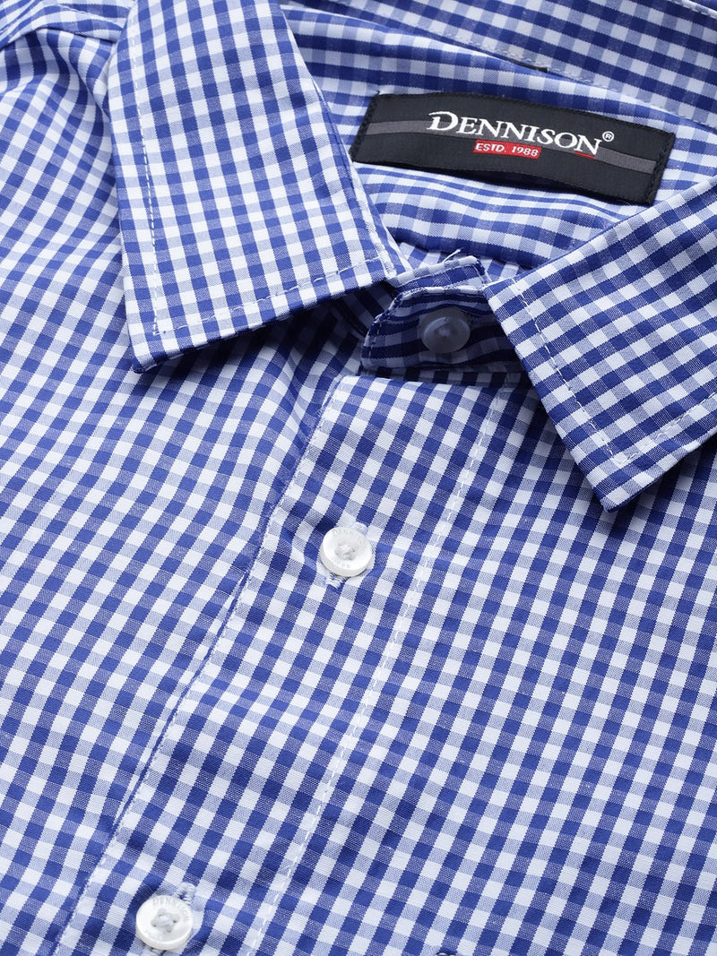 White & Blue: Full Sleeves Micro Checked Shirt