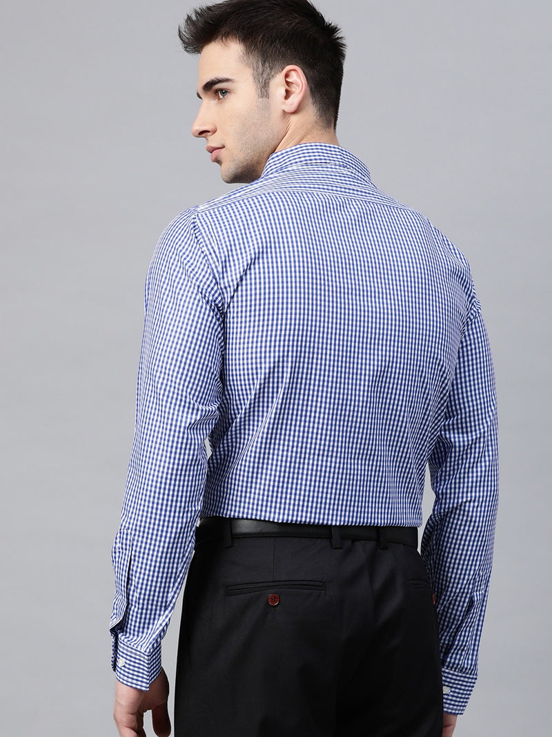 White & Blue: Full Sleeves Micro Checked Shirt